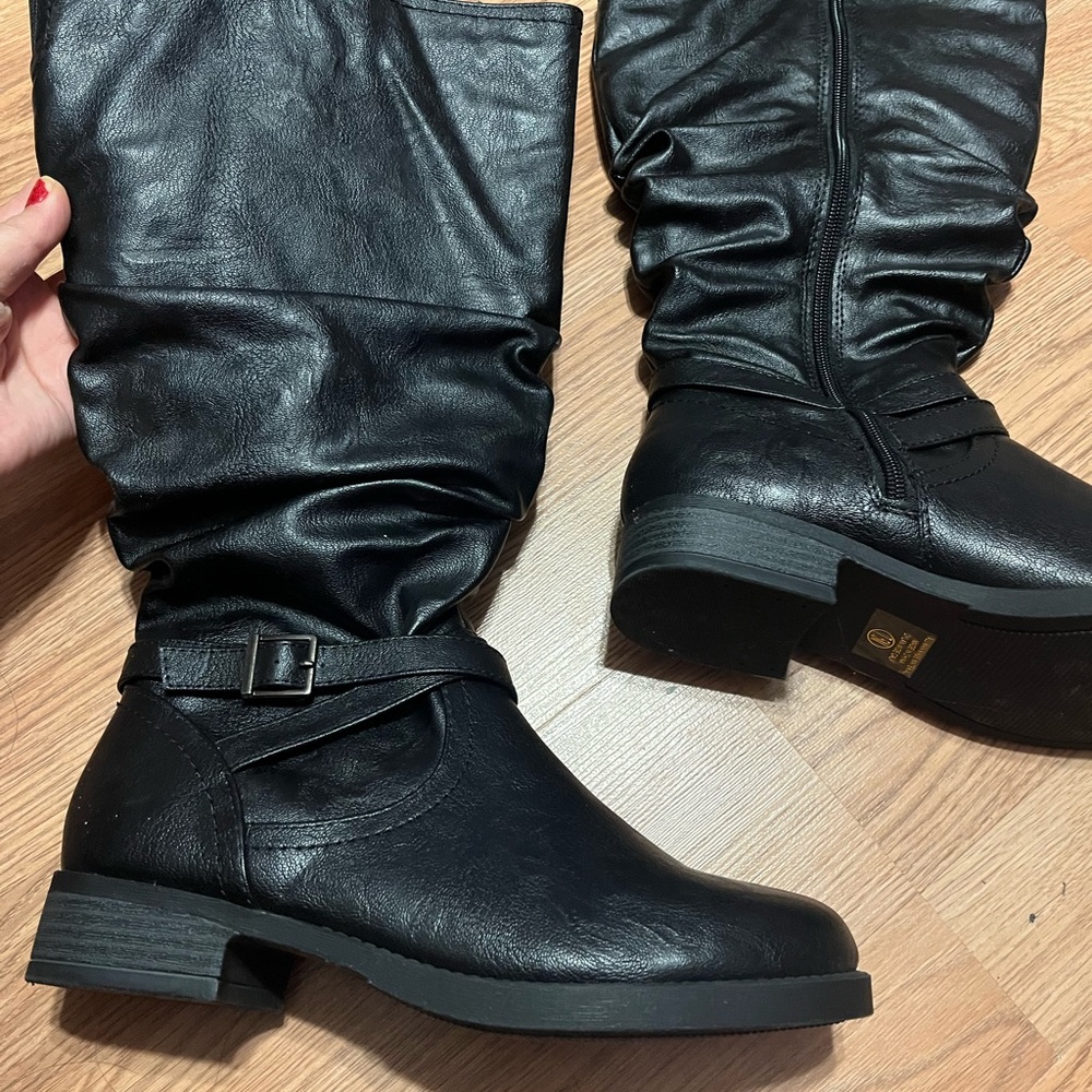 WIDE CALF Black Rider Boots!! - Picture 4 of 7
